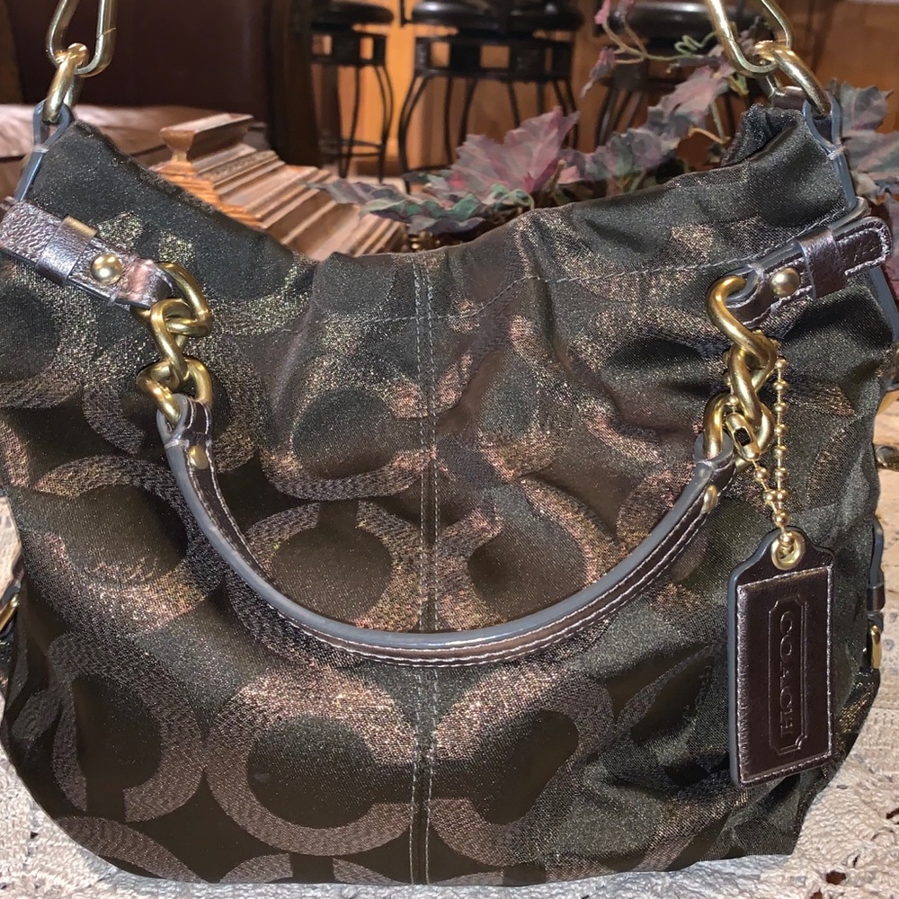 Jacquard Coach Shoulder Bag